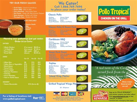 There are 380 calories in 1 serving (5 oz) of Pollo Tropical Tres Leches. . Calories pollo tropical